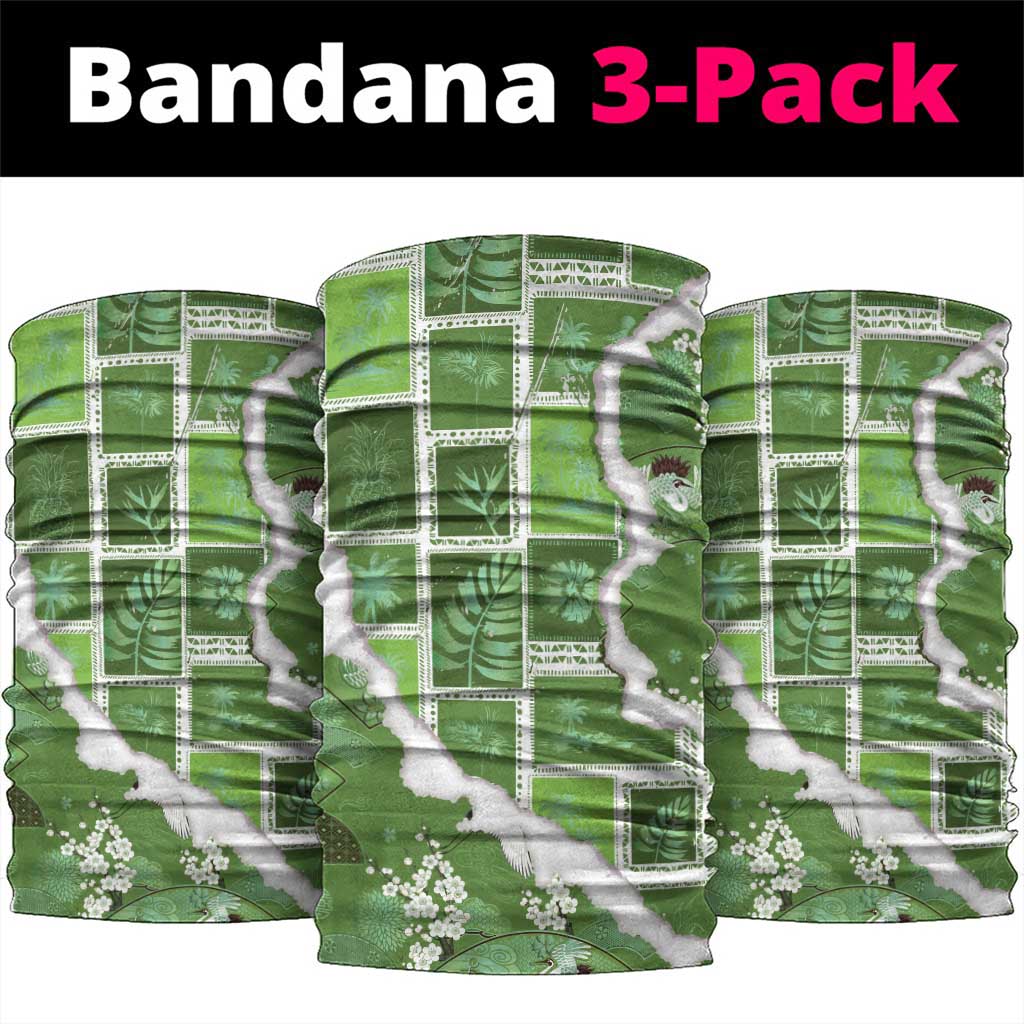 Hawaii Japanese Culture Sage Green Neck Gaiter Spring Cranes Aloha Pattern