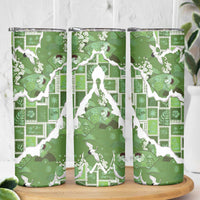 Hawaii Japanese Culture Sage Green Skinny Tumbler Spring Cranes Aloha Pattern