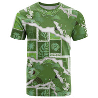 Hawaii Japanese Culture Sage Green T Shirt Spring Cranes Aloha Pattern