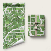 Hawaii Japanese Culture Sage Green Wrapping Paper Spring Cranes Aloha Pattern