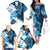 Blue Hibiscus Plumeria Floral Family Matching Off The Shoulder Long Sleeve Dress and Hawaiian Shirt - Polynesian Pride