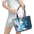 Blue Hibiscus Plumeria Floral Leather Tote Bag - Polynesian Pride