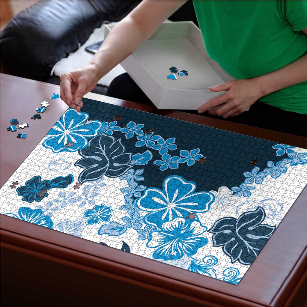 Blue Hibiscus Plumeria Floral Puzzle LT01