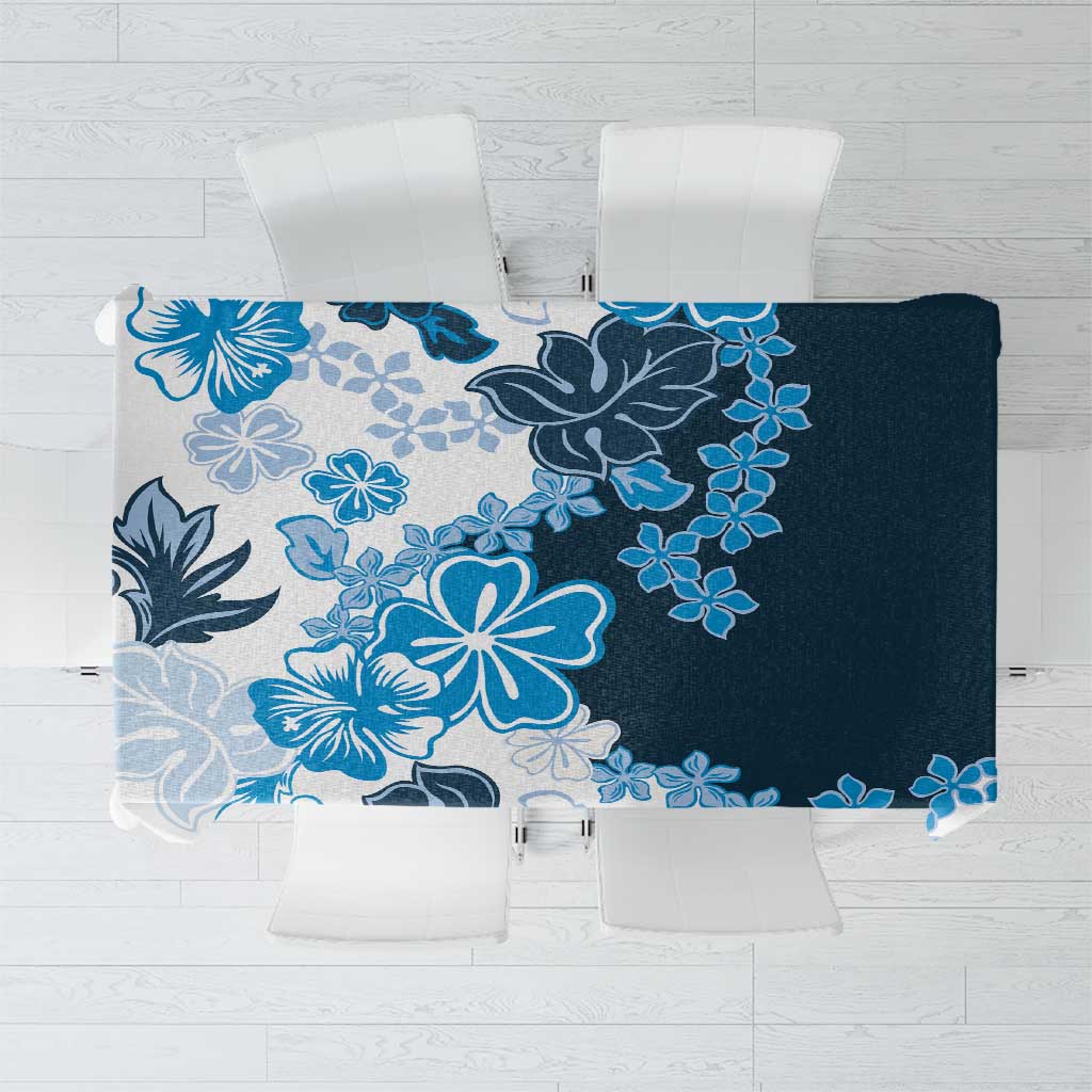 Blue Hibiscus Plumeria Floral Tablecloth - Polynesian Pride
