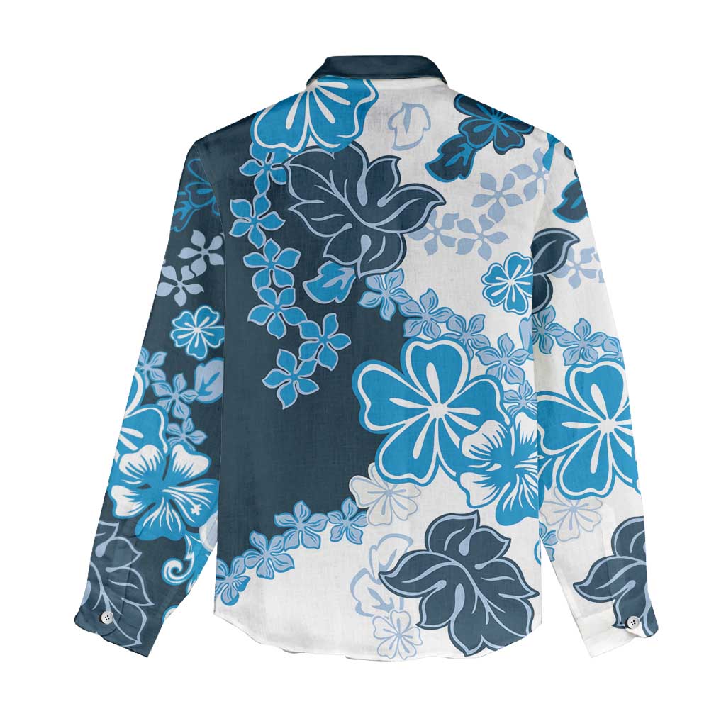 Blue Hibiscus Plumeria Floral Women Casual Shirt LT01 - Polynesian Pride