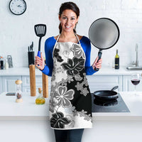 Gray Scale Hibiscus Plumeria Floral Apron LT01 - Polynesian Pride