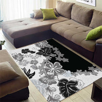 Gray Scale Hibiscus Plumeria Floral Area Rug LT01 - Polynesian Pride