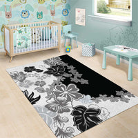 Gray Scale Hibiscus Plumeria Floral Area Rug LT01 - Polynesian Pride