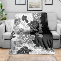 Gray Scale Hibiscus Plumeria Floral Blanket LT01 - Polynesian Pride