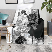 Gray Scale Hibiscus Plumeria Floral Blanket LT01 - Polynesian Pride