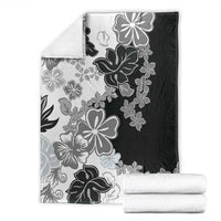 Gray Scale Hibiscus Plumeria Floral Blanket LT01 - Polynesian Pride
