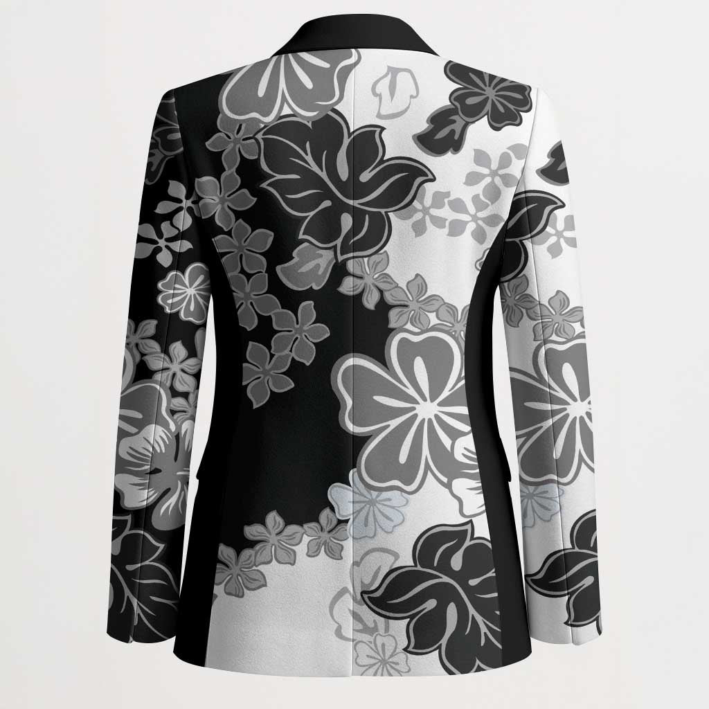 Gray Scale Hibiscus Plumeria Floral Blazer LT01 - Polynesian Pride