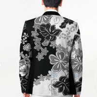 Gray Scale Hibiscus Plumeria Floral Blazer LT01 - Polynesian Pride