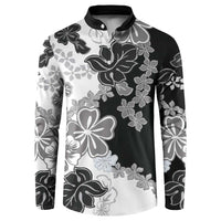Gray Scale Hibiscus Plumeria Floral Button Sweatshirt - Polynesian Pride