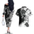 Gray Scale Hibiscus Plumeria Floral Couples Matching Off The Shoulder Long Sleeve Dress and Hawaiian Shirt - Polynesian Pride