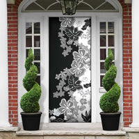 Gray Scale Hibiscus Plumeria Floral Door Cover LT01 - Polynesian Pride