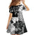 Gray Scale Hibiscus Plumeria Floral Family Matching Long Sleeve Bodycon Dress and Hawaiian Shirt - Polynesian Pride