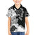 Gray Scale Hibiscus Plumeria Floral Family Matching Off The Shoulder Long Sleeve Dress and Hawaiian Shirt - Polynesian Pride