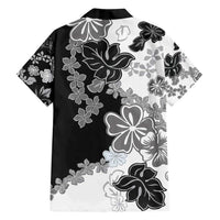Gray Scale Hibiscus Plumeria Floral Family Matching Puletasi and Hawaiian Shirt - Polynesian Pride