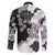 Gray Scale Hibiscus Plumeria Floral Family Matching Short Sleeve Bodycon Dress and Hawaiian Shirt - Polynesian Pride