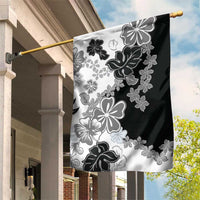 Gray Scale Hibiscus Plumeria Floral Garden Flag LT01 House Flag Black - Polynesian Pride