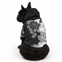 Gray Scale Hibiscus Plumeria Floral Pet Hoodie LT01 - Polynesian Pride