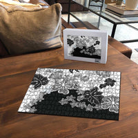 Gray Scale Hibiscus Plumeria Floral Puzzle LT01