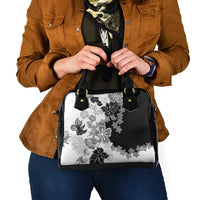 Gray Scale Hibiscus Plumeria Floral Shoulder Handbag LT01 - Polynesian Pride