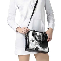 Gray Scale Hibiscus Plumeria Floral Shoulder Handbag LT01 - Polynesian Pride