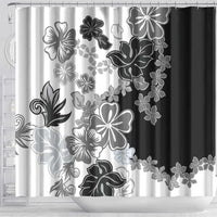 Gray Scale Hibiscus Plumeria Floral Shower Curtain LT01 - Polynesian Pride