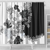 Gray Scale Hibiscus Plumeria Floral Shower Curtain LT01 - Polynesian Pride