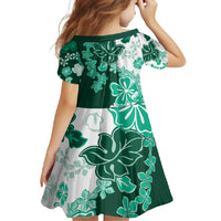 Green Hibiscus Plumeria Floral Family Matching Long Sleeve Bodycon Dress and Hawaiian Shirt LT01 - Polynesian Pride