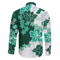Green Hibiscus Plumeria Floral Family Matching Mermaid Dress and Hawaiian Shirt LT01 - Polynesian Pride