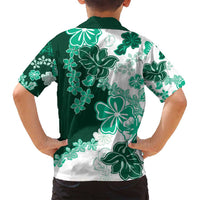 Green Hibiscus Plumeria Floral Family Matching Tank Maxi Dress and Hawaiian Shirt LT01 - Polynesian Pride