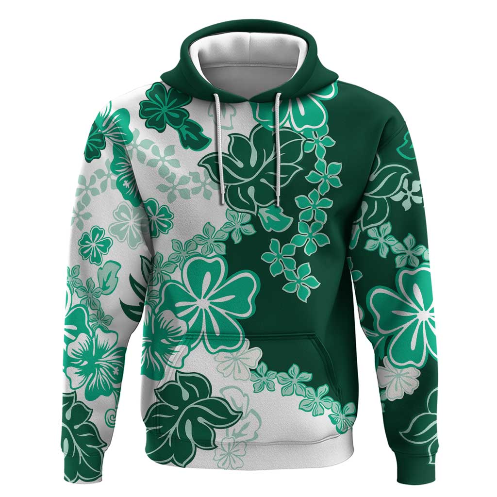 Green Hibiscus Plumeria Floral Hoodie - Polynesian Pride
