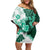 Green Hibiscus Plumeria Floral Off Shoulder Short Dress - Polynesian Pride