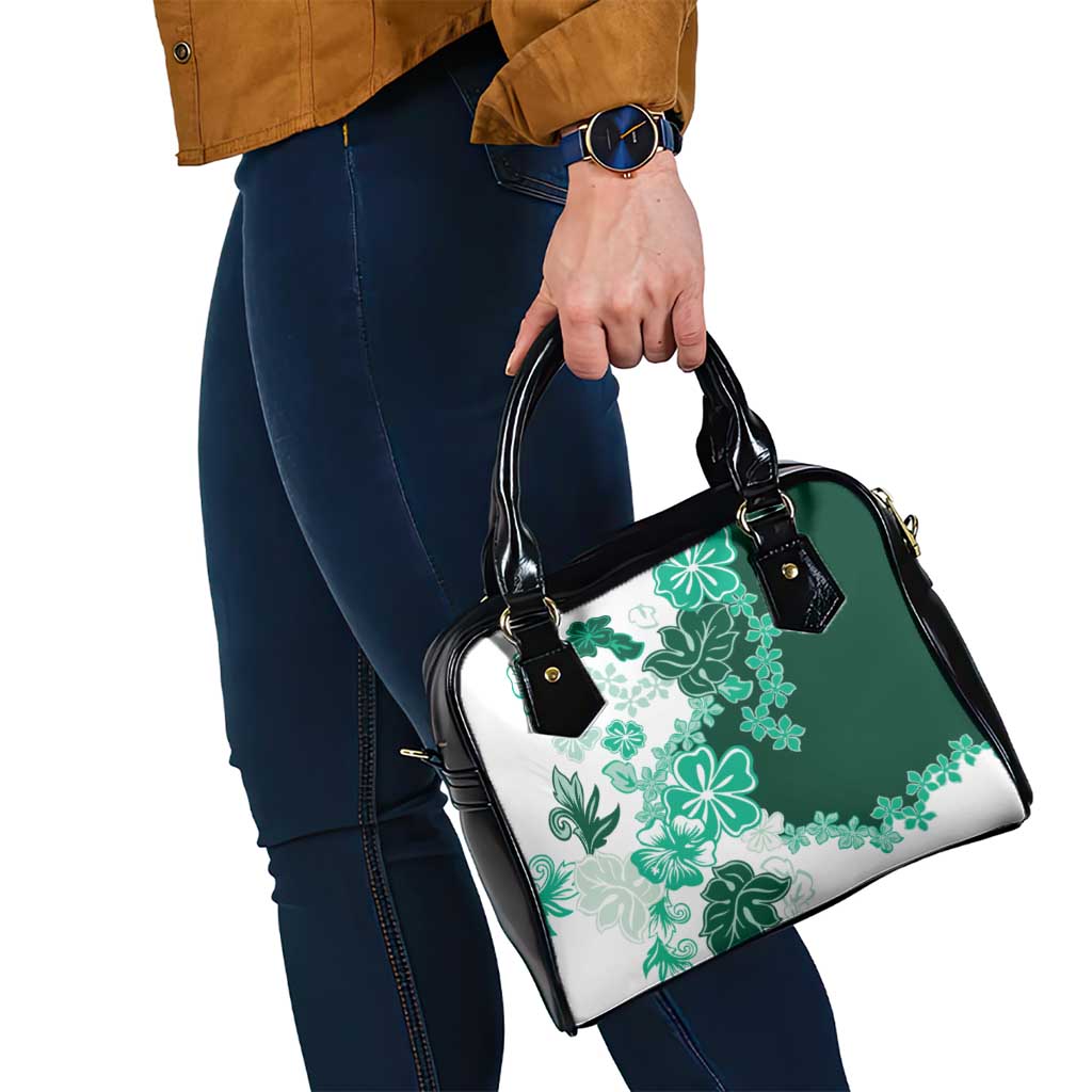 Green Hibiscus Plumeria Floral Shoulder Handbag - Polynesian Pride