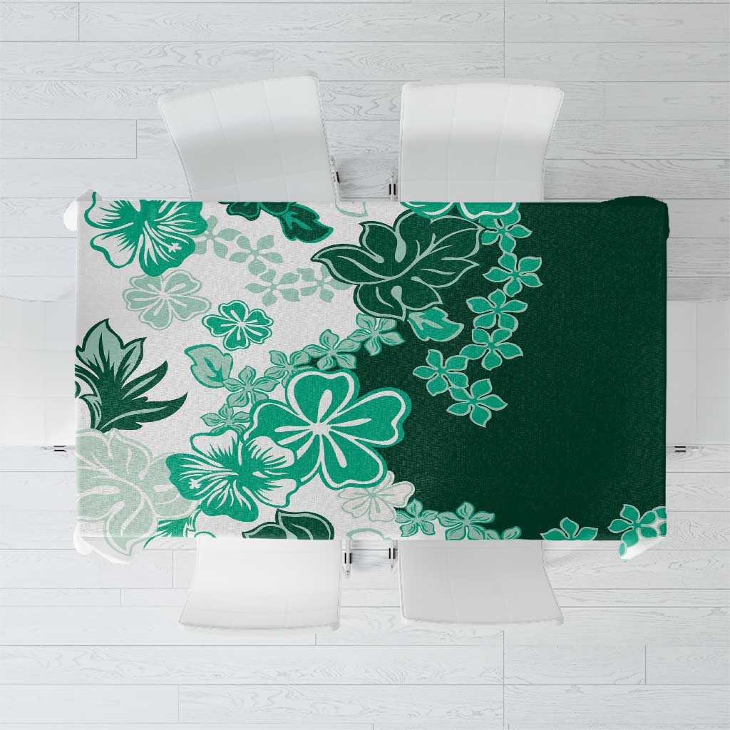Green Hibiscus Plumeria Floral Tablecloth - Polynesian Pride