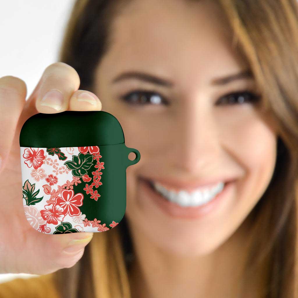 Green Orange Hibiscus Plumeria Floral AirPods Case - Polynesian Pride