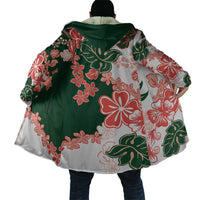 Green Orange Hibiscus Plumeria Floral Cloak - Polynesian Pride