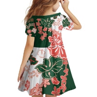 Green Orange Hibiscus Plumeria Floral Family Matching Mermaid Dress and Hawaiian Shirt LT01 - Polynesian Pride