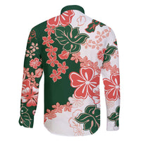 Green Orange Hibiscus Plumeria Floral Family Matching Mermaid Dress and Hawaiian Shirt LT01 - Polynesian Pride