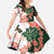 Green Orange Hibiscus Plumeria Floral Family Matching Off The Shoulder Long Sleeve Dress and Hawaiian Shirt - Polynesian Pride