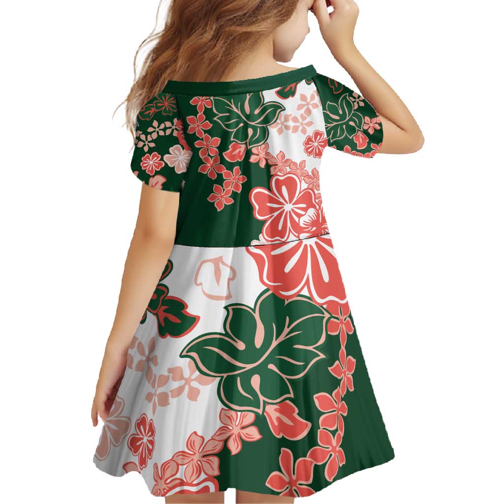 Green Orange Hibiscus Plumeria Floral Family Matching Off Shoulder Maxi Dress and Hawaiian Shirt LT01 - Polynesian Pride