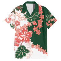 Green Orange Hibiscus Plumeria Floral Family Matching Tank Maxi Dress and Hawaiian Shirt LT01 Dad's Shirt - Short Sleeve Orange - Polynesian Pride