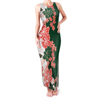 Green Orange Hibiscus Plumeria Floral Family Matching Tank Maxi Dress and Hawaiian Shirt LT01 Mom's Dress Orange - Polynesian Pride