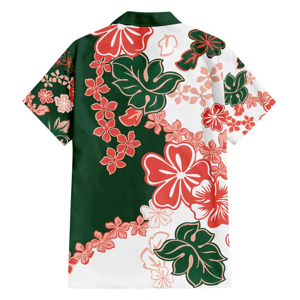 Green Orange Hibiscus Plumeria Floral Hawaiian Shirt - Polynesian Pride