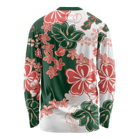 Green Orange Hibiscus Plumeria Floral Long Sleeve Shirt - Polynesian Pride