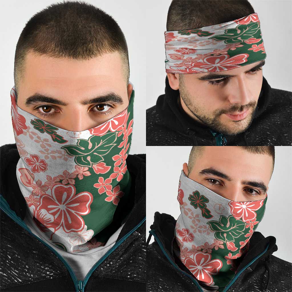 Green Orange Hibiscus Plumeria Floral Neck Gaiter LT01