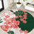 Green Orange Hibiscus Plumeria Floral Round Carpet - Polynesian Pride